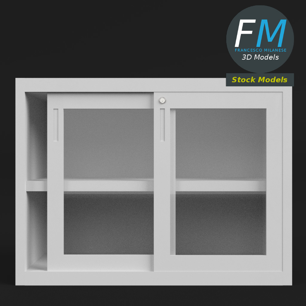 3D-Modell - Aktenschrank mit Glastüren - 03