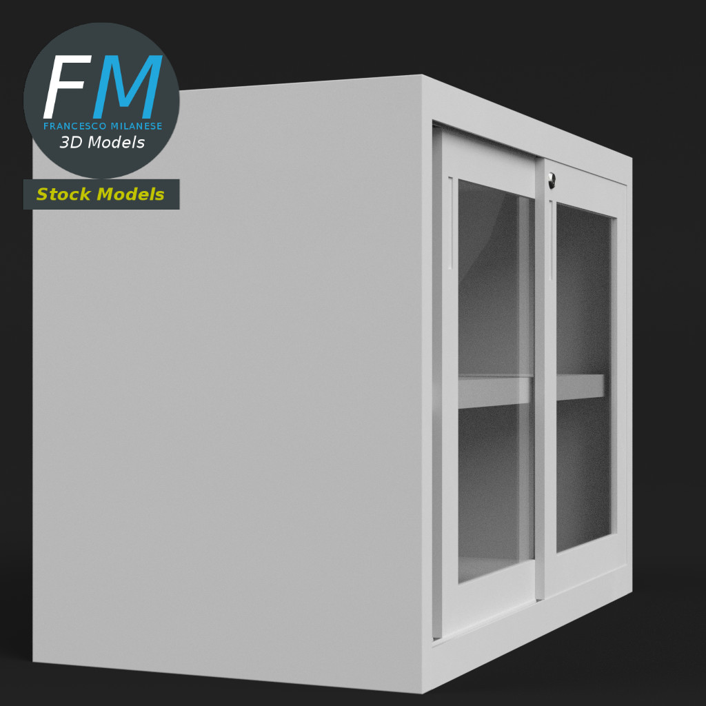 3D-Modell - Aktenschrank mit Glastüren - 04
