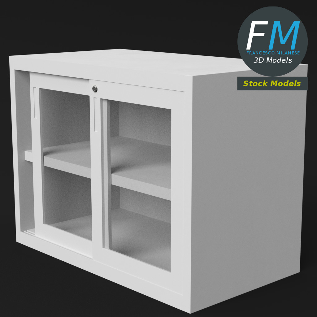 3D-Modell - Aktenschrank mit Glastüren - 05