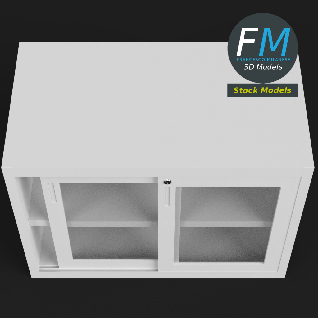 3D-Modell - Aktenschrank mit Glastüren - 06