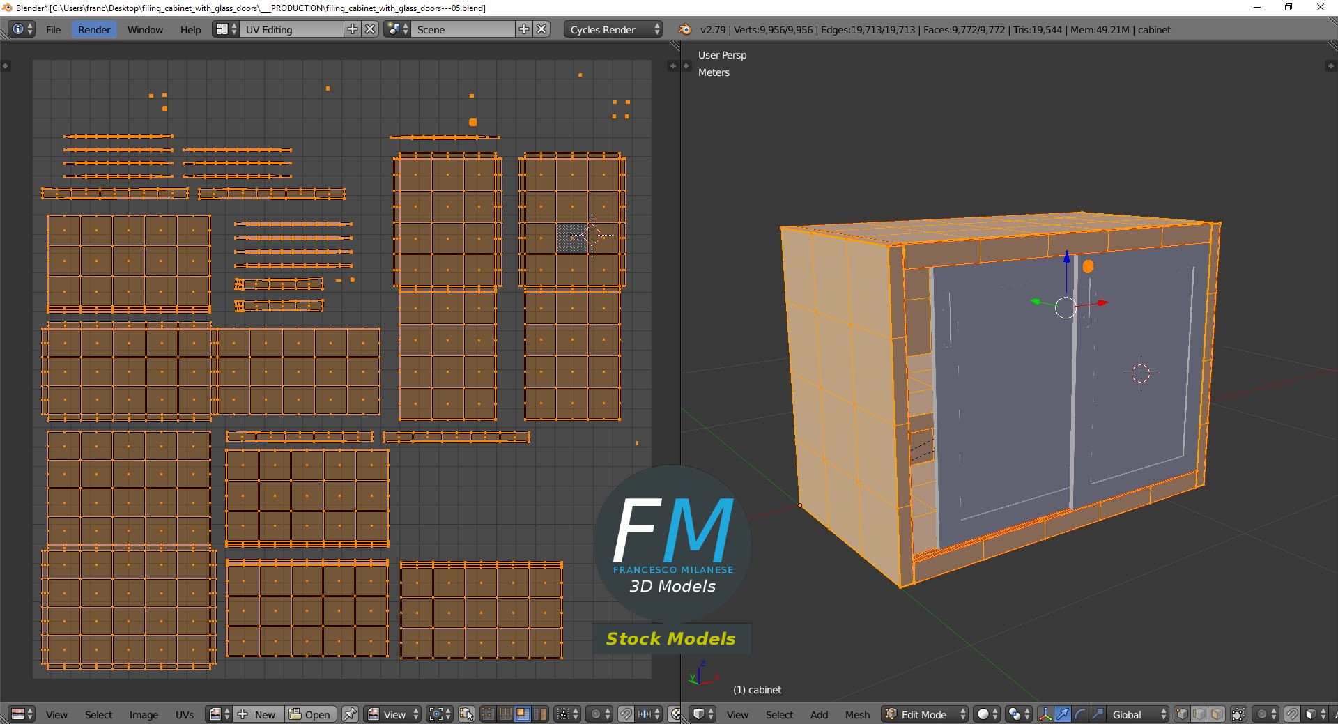 3D-Modell - Aktenschrank mit Glastüren - 10