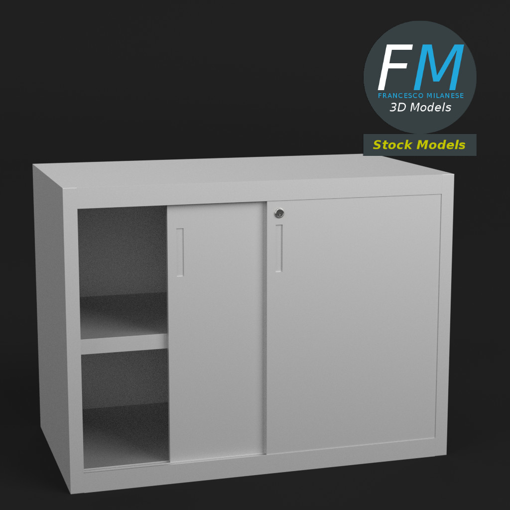 3D-Modell - Aktenschrank mit Schiebetüren - 01