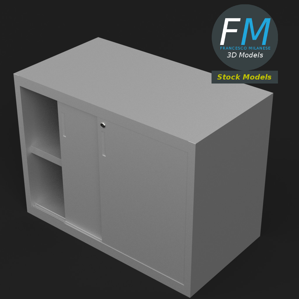 3D-Modell - Aktenschrank mit Schiebetüren - 02