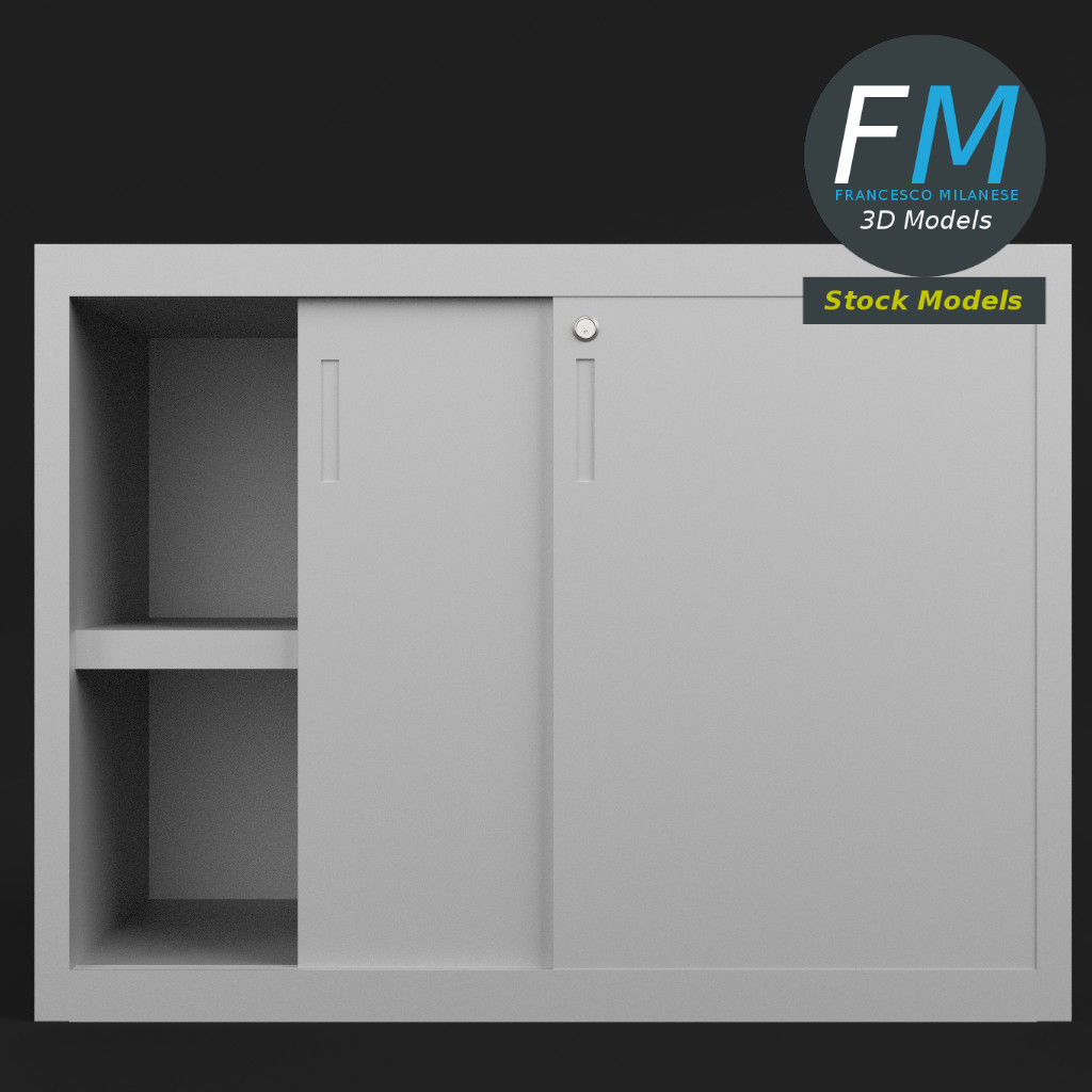 3D-Modell - Aktenschrank mit Schiebetüren - 03