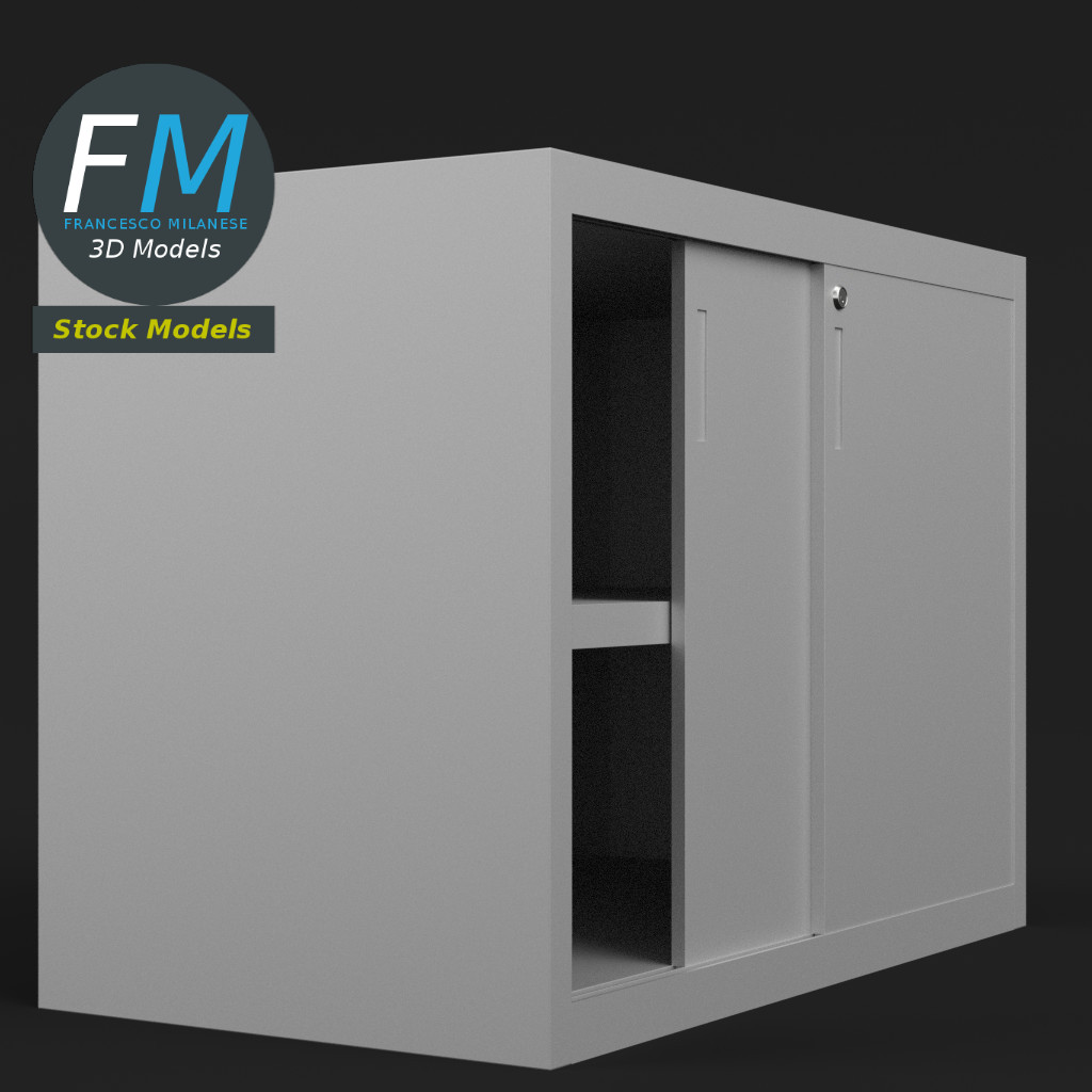 3D-Modell - Aktenschrank mit Schiebetüren - 04
