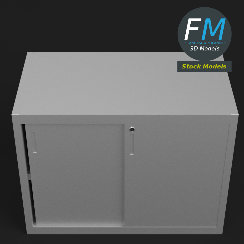 3D-Modell - Aktenschrank mit Schiebetüren - 06