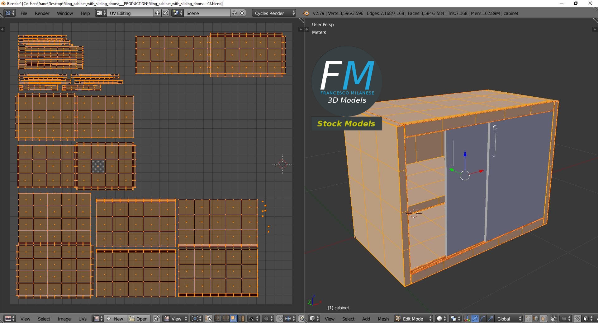 3D-Modell - Aktenschrank mit Schiebetüren - 10