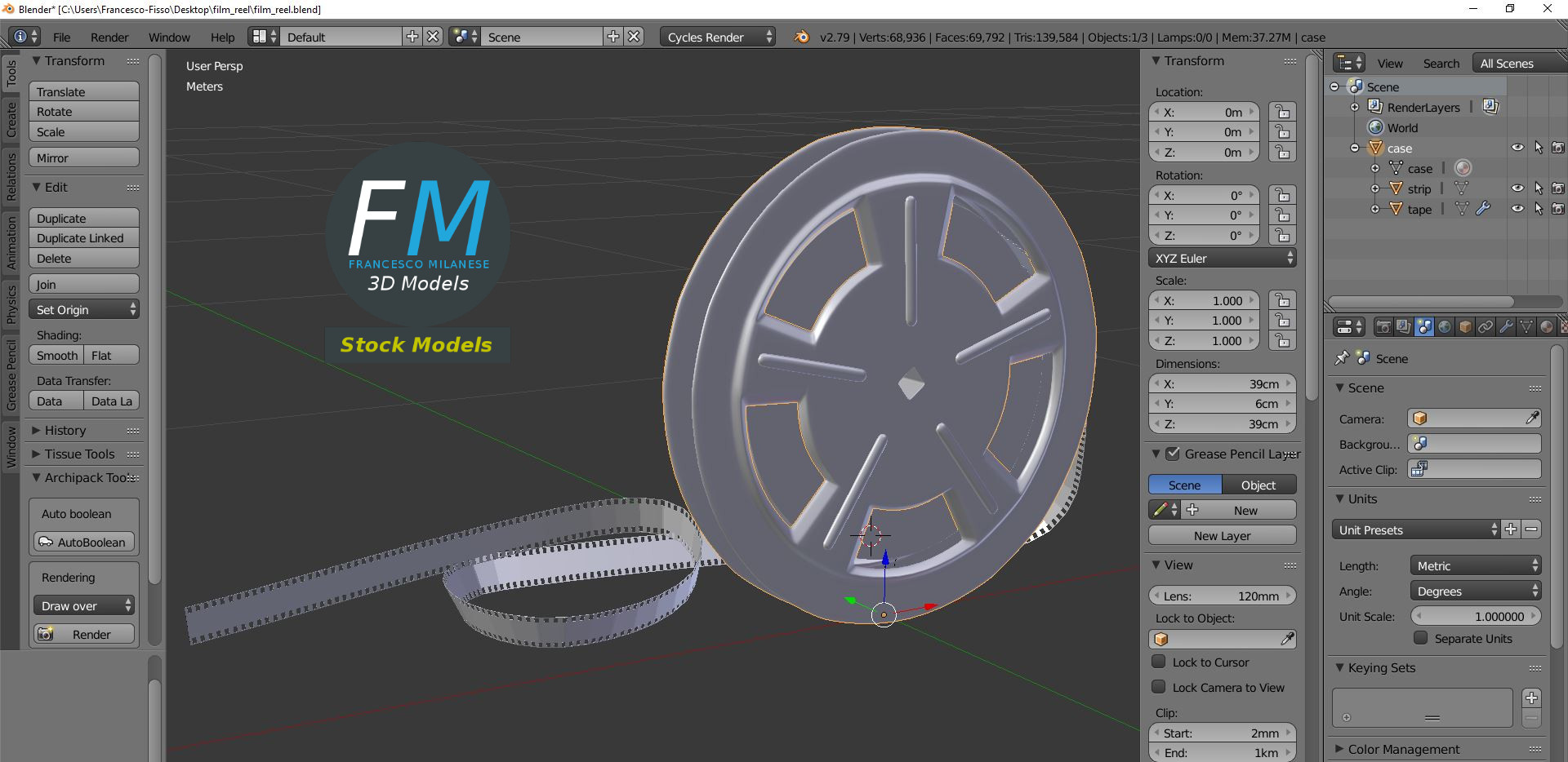 3D-Modell - Filmspule mit Filmstreifen - 09