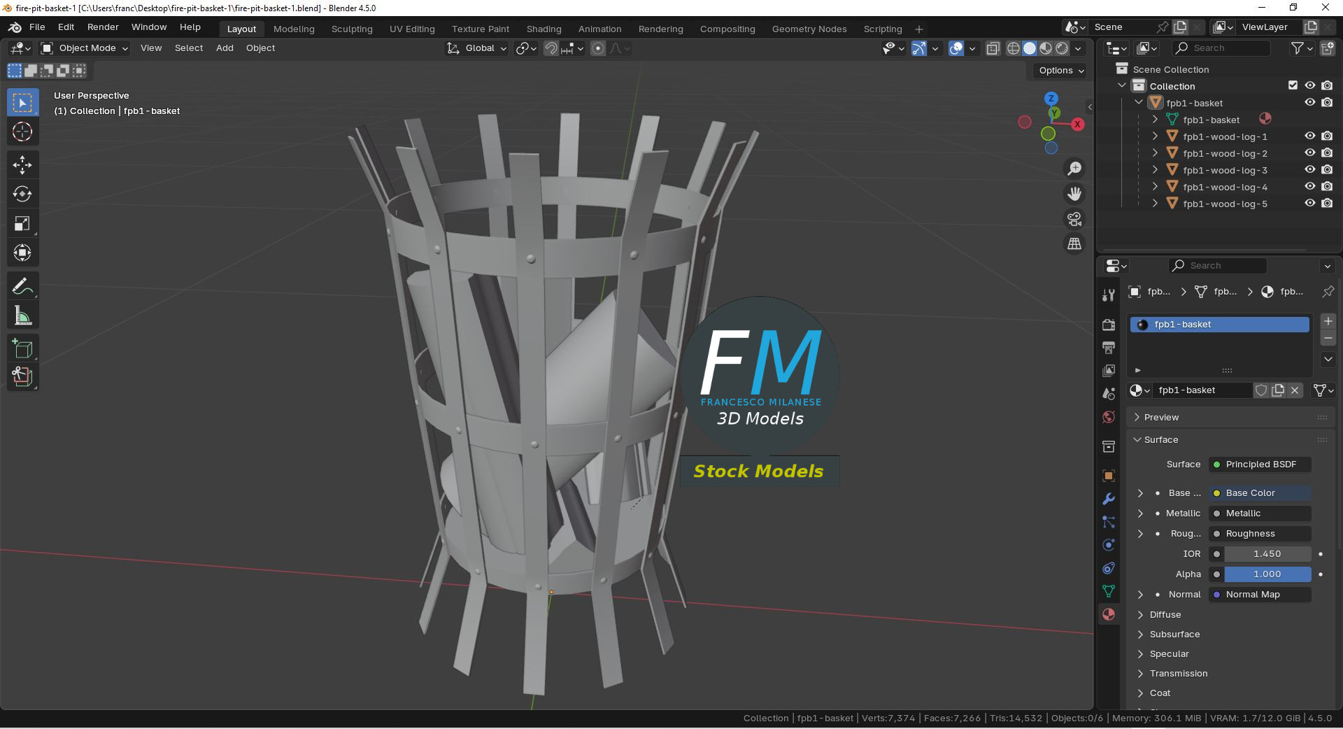 3D-Modell - Feuerkorb - 09