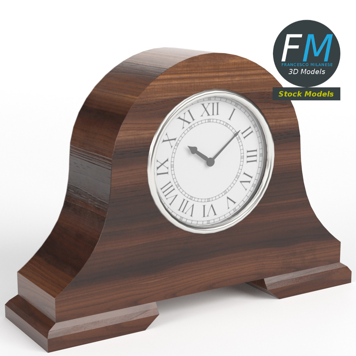 3D-Modell - Hölzerne Kaminuhr - 01