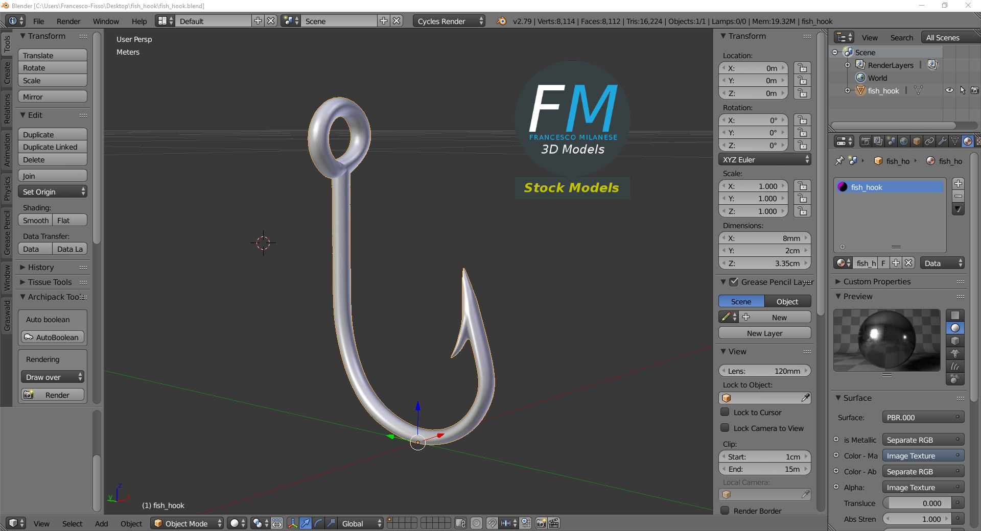 3D-Modell - Angelhaken - 09