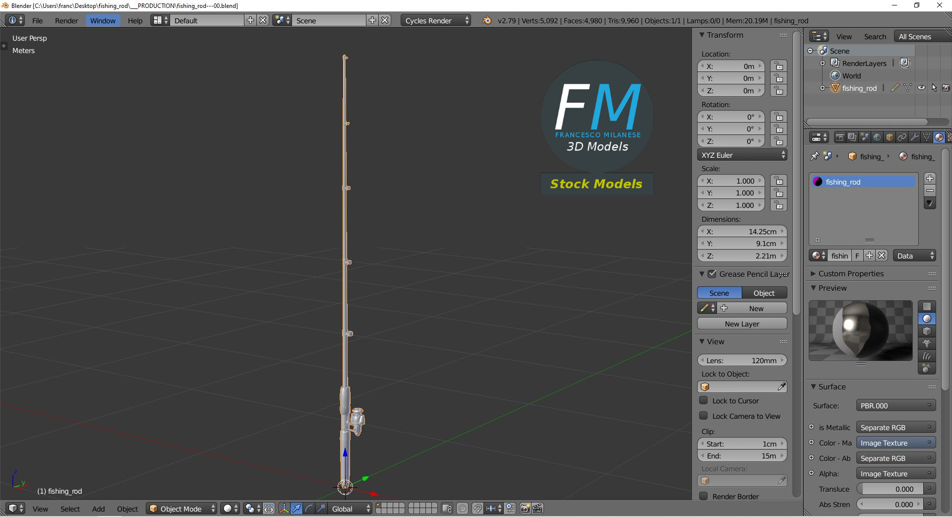 3D-Modell - Angelrute - 09