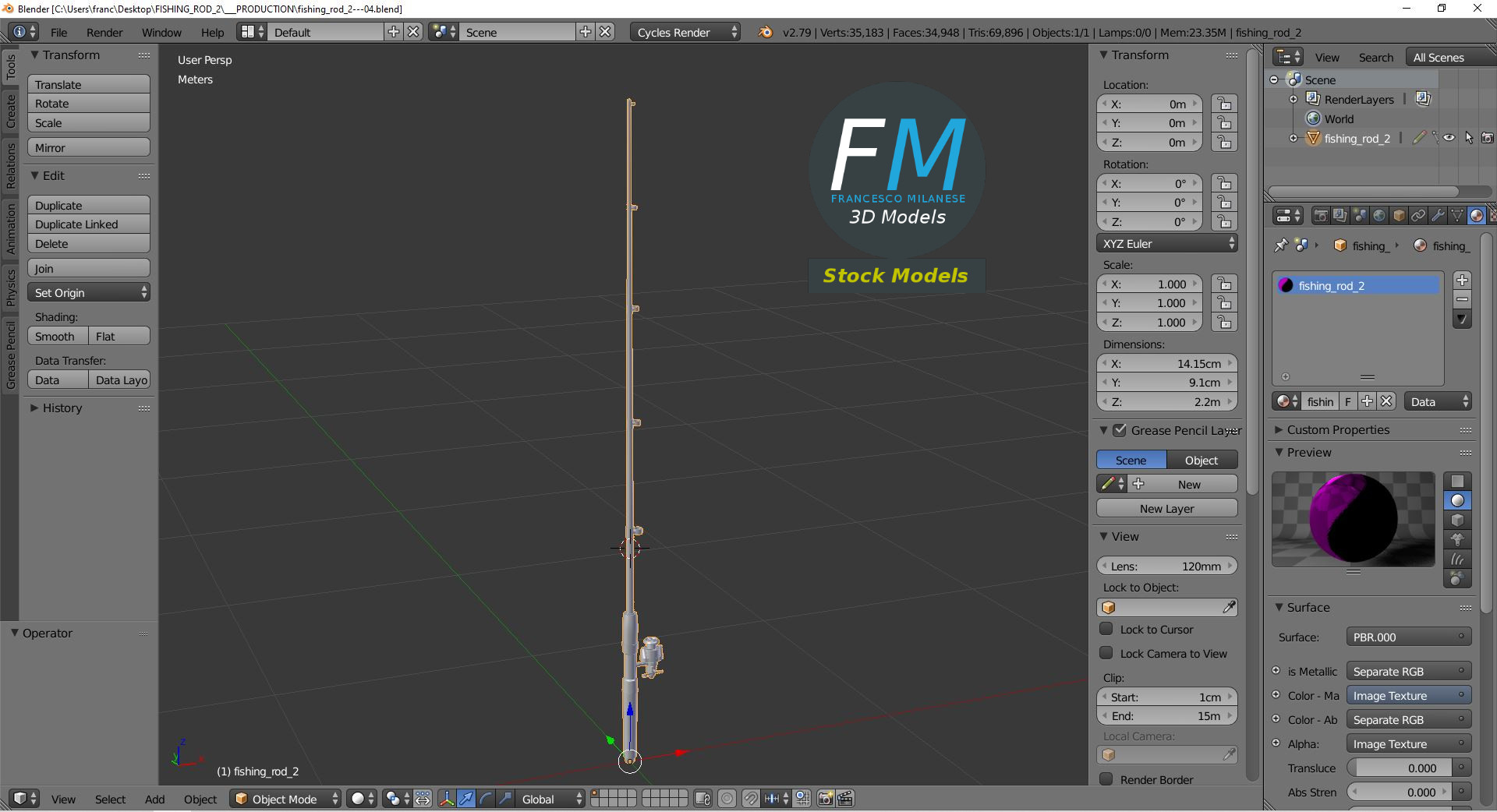 3D-Modell - Angelrute - 09