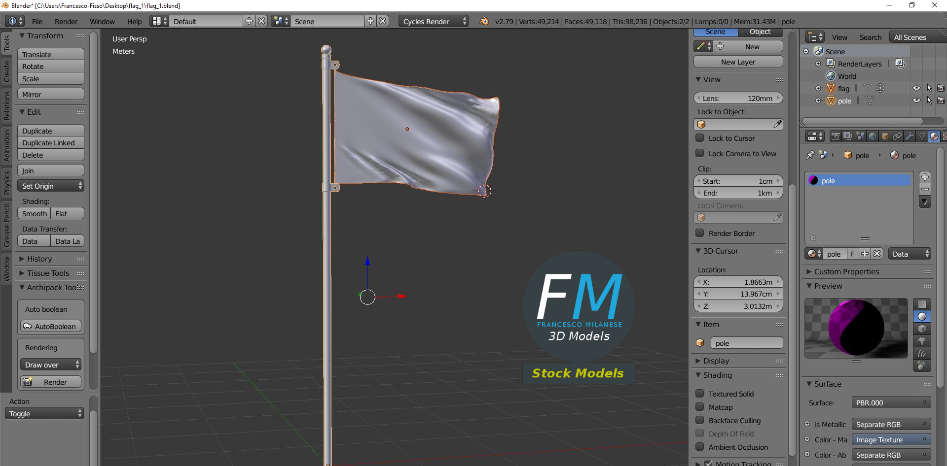 3D-Modell - Flagge - 09