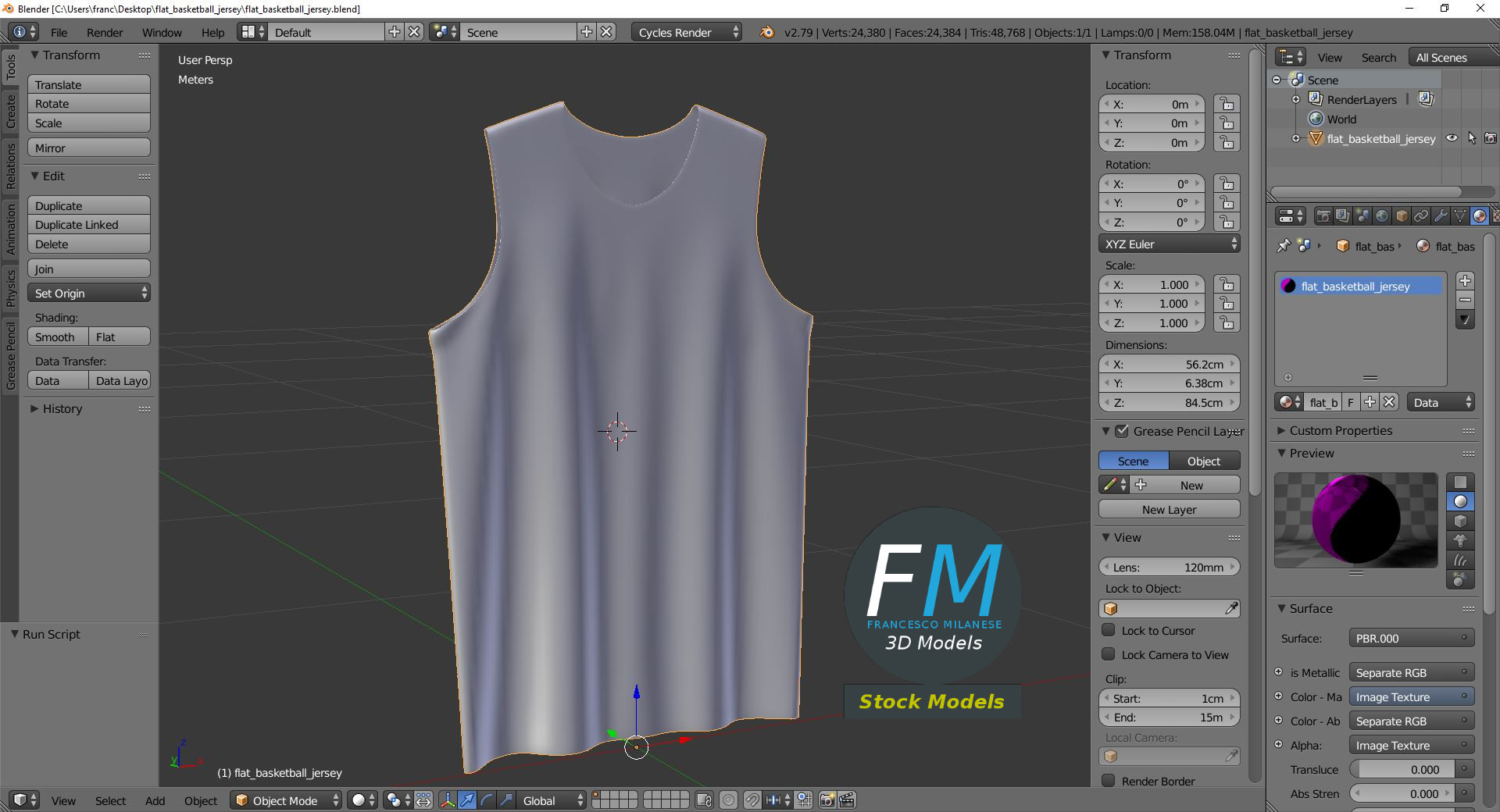 3D-Modell - Flaches Basketballtrikot-Mockup - 09