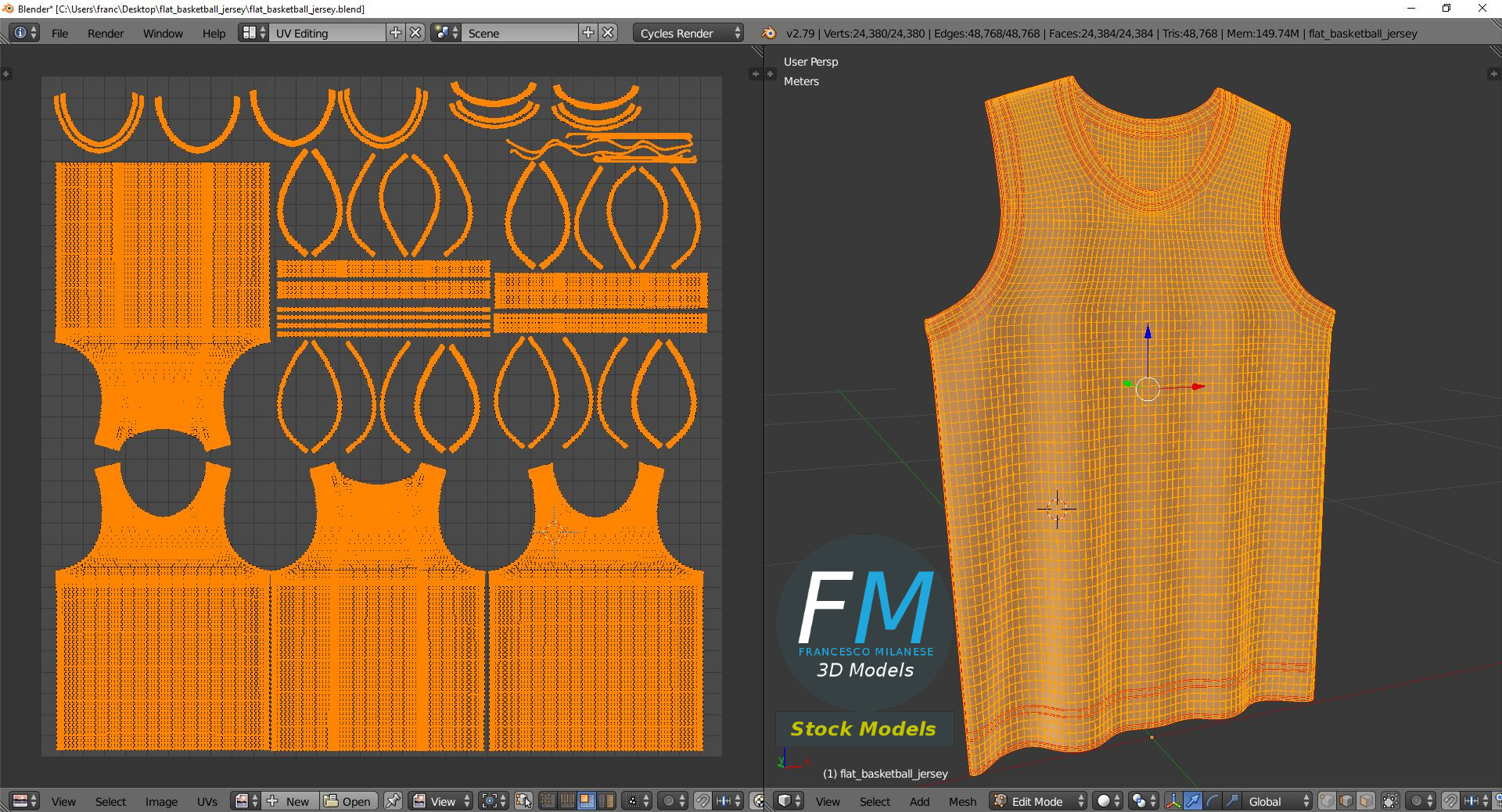 3D-Modell - Flaches Basketballtrikot-Mockup - 10
