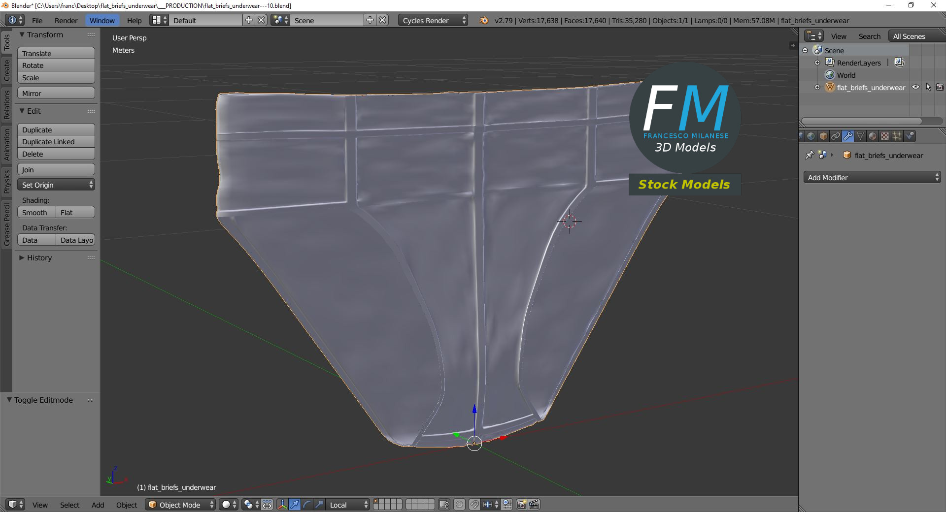 3D-Modell - Flaches Slip-Unterwäsche-Mockup - 09