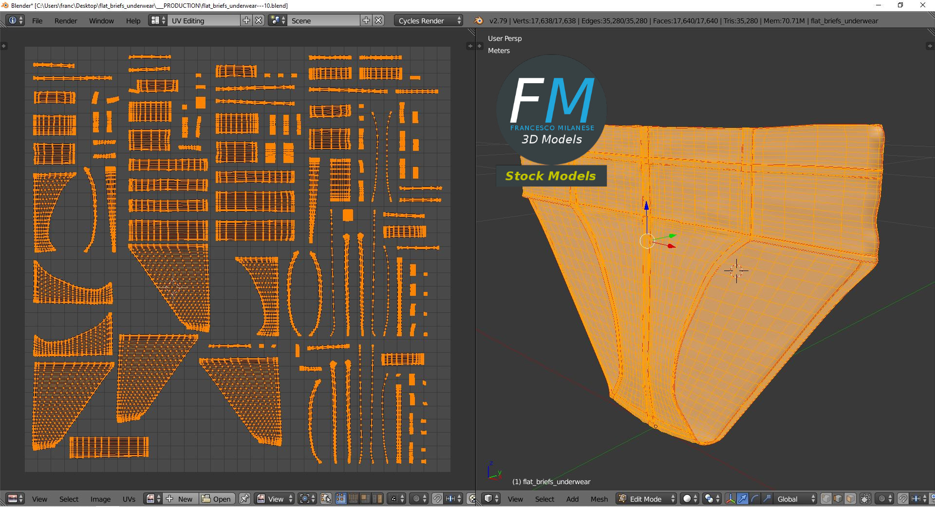 3D-Modell - Flaches Slip-Unterwäsche-Mockup - 10