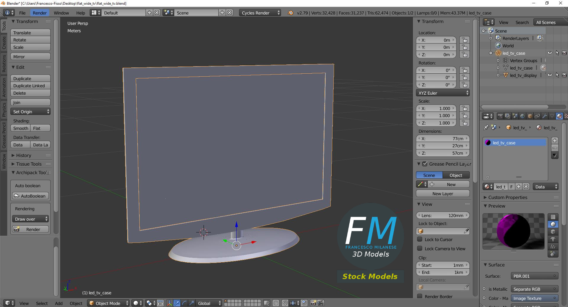 3D-Modell - Flacher Breitbildfernseher - 09