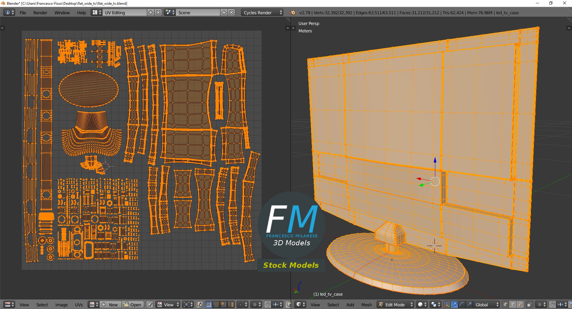 3D-Modell - Flacher Breitbildfernseher - 10