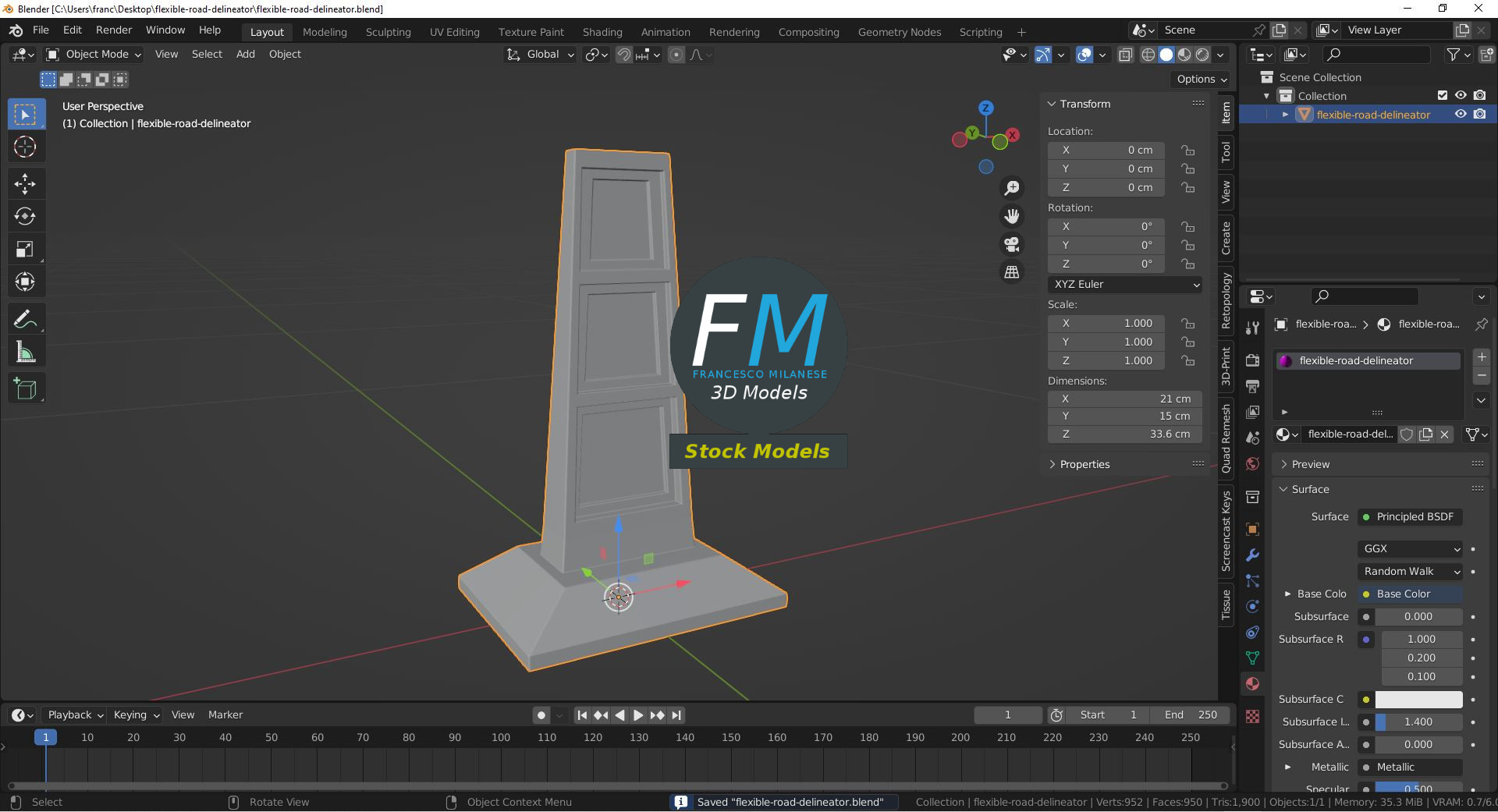 3D-Modell - Flexibler Leitpfosten - 09