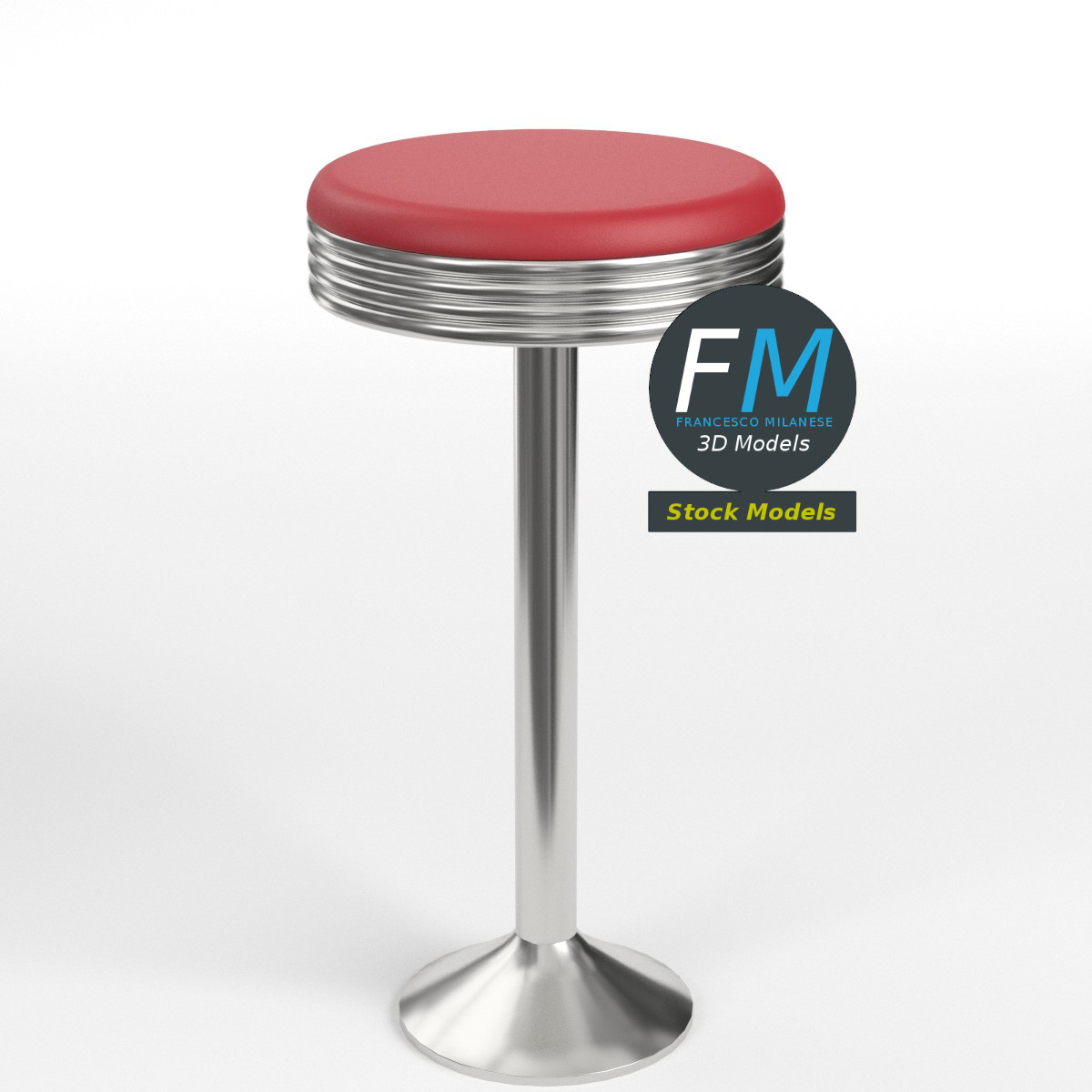 3D-Modell - Fest Montierter Dinerhocker - 01