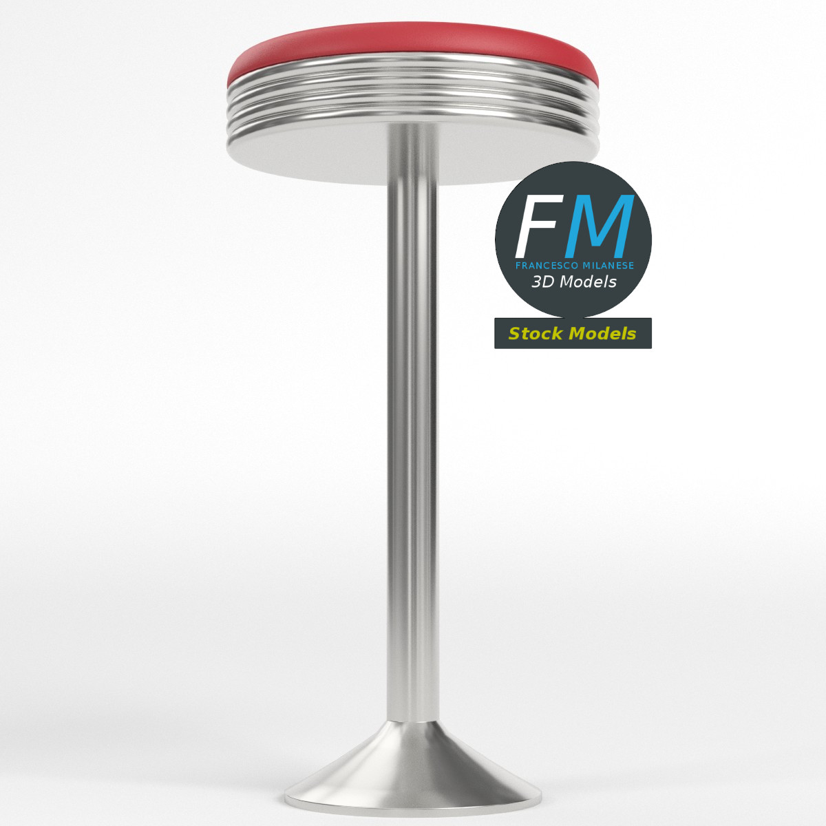 3D-Modell - Fest Montierter Dinerhocker - 02