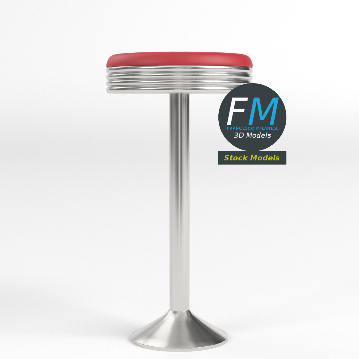3D-Modell - Fest Montierter Dinerhocker - 03