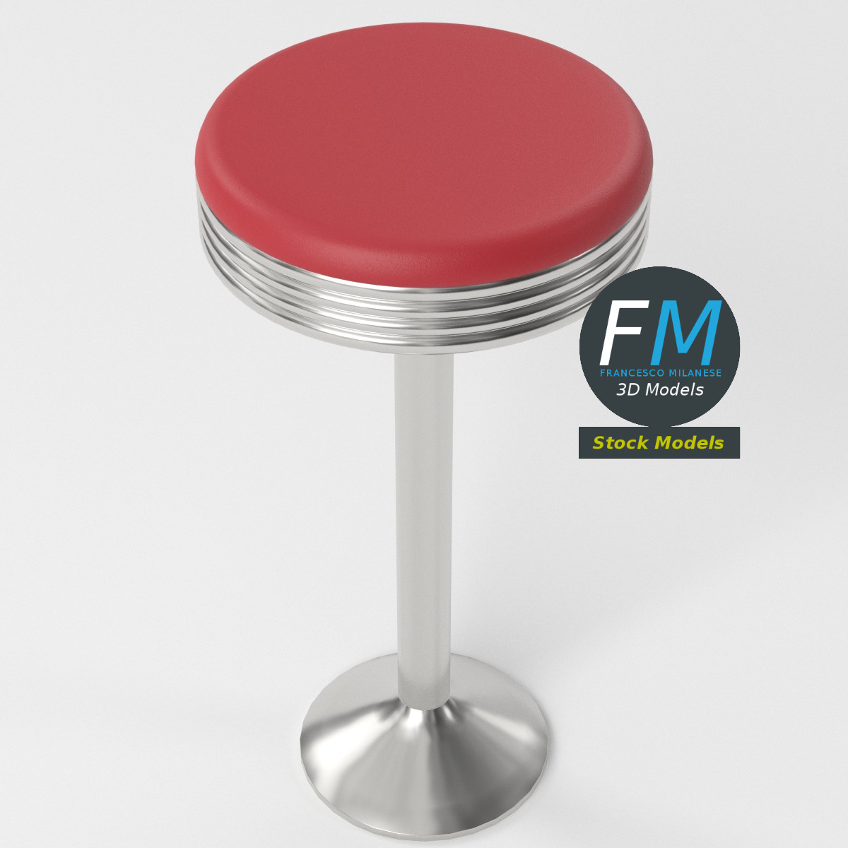 3D-Modell - Fest Montierter Dinerhocker - 05