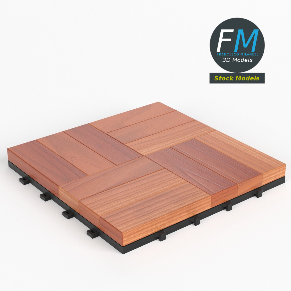 3D-Modell - Set aus Terrassendielenfliesen - 01