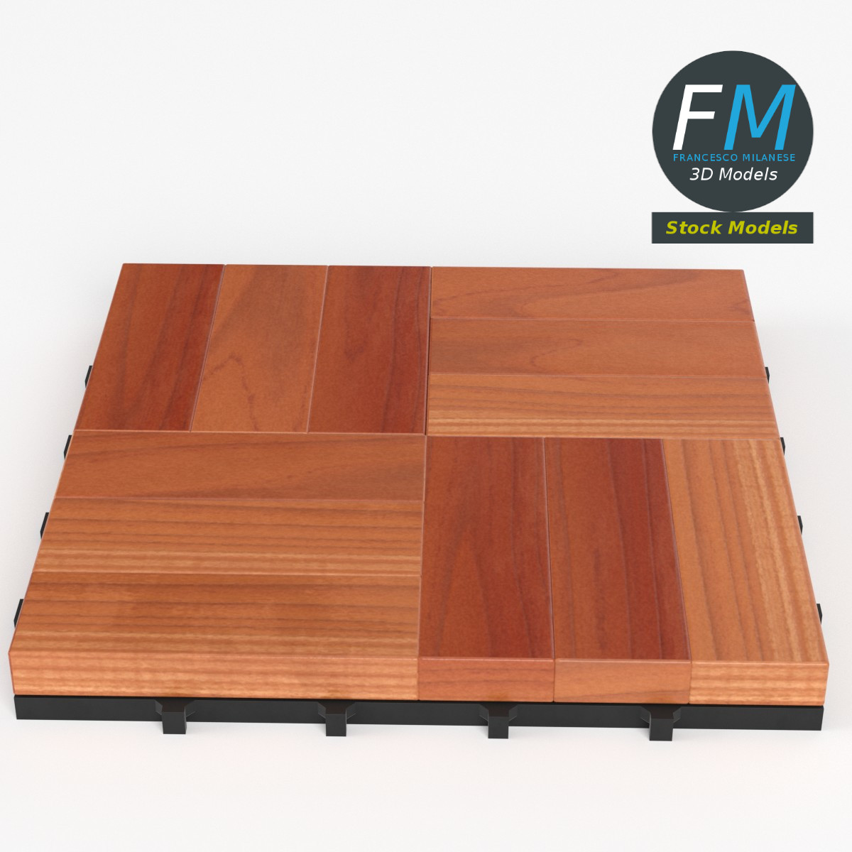 3D-Modell - Set aus Terrassendielenfliesen - 02
