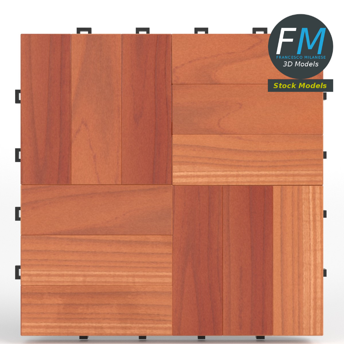 3D-Modell - Set aus Terrassendielenfliesen - 03