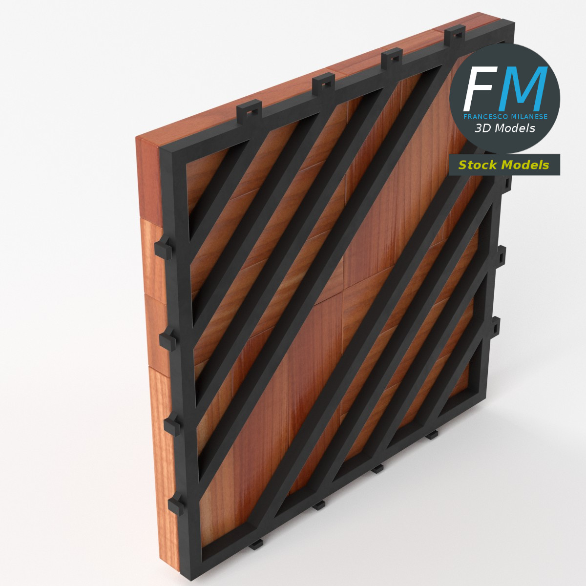 3D-Modell - Set aus Terrassendielenfliesen - 05