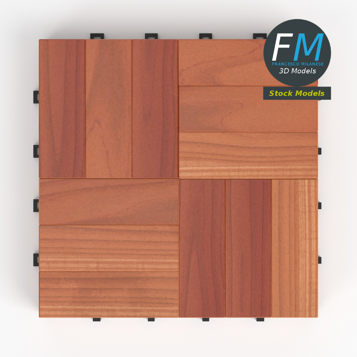 3D-Modell - Set aus Terrassendielenfliesen - 06
