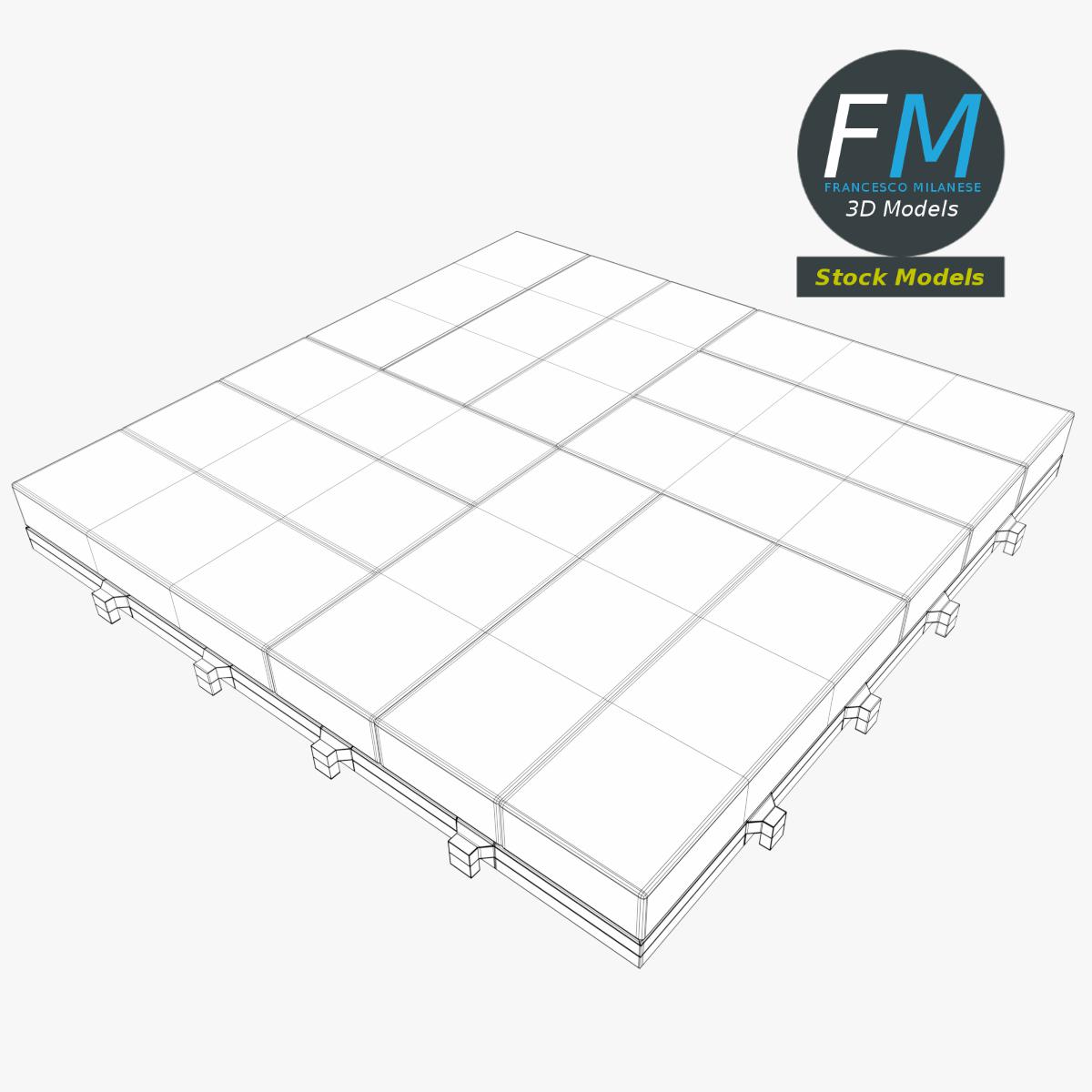 3D-Modell - Set aus Terrassendielenfliesen - 07