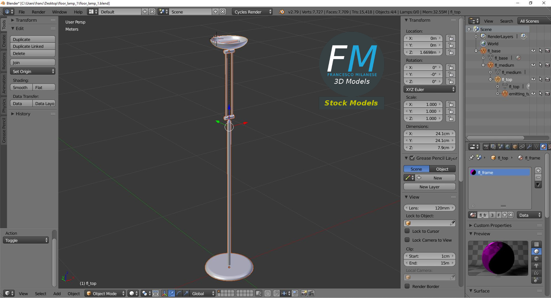 3D-Modell - Stehlampe - 09