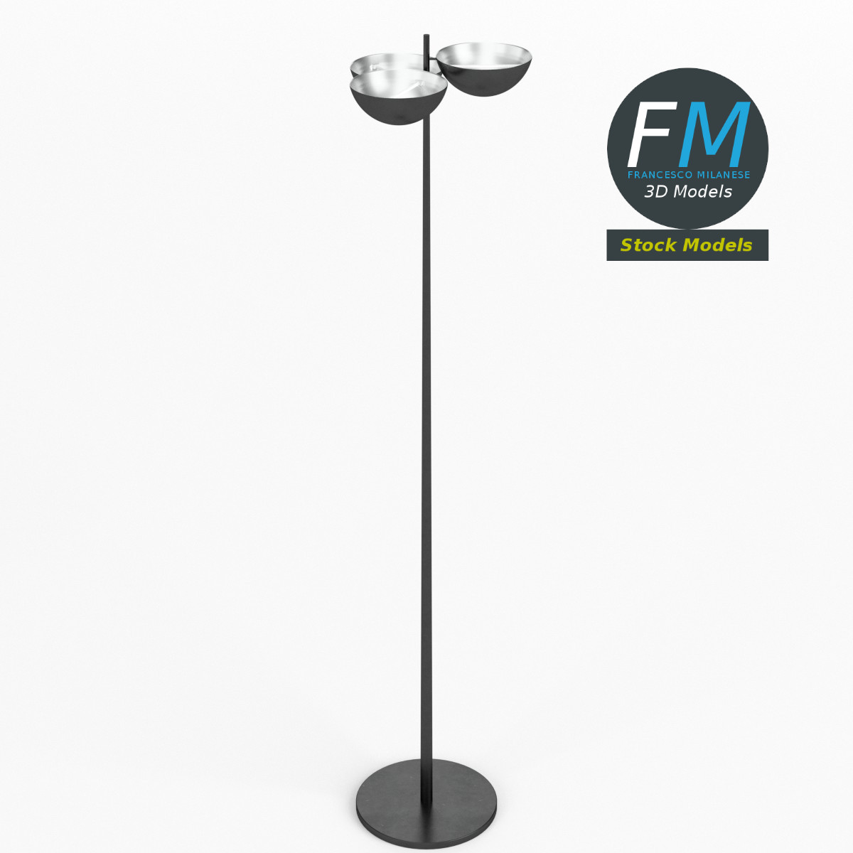 3D-Modell - Stehlampe mit Doppeltem Schirm - 01