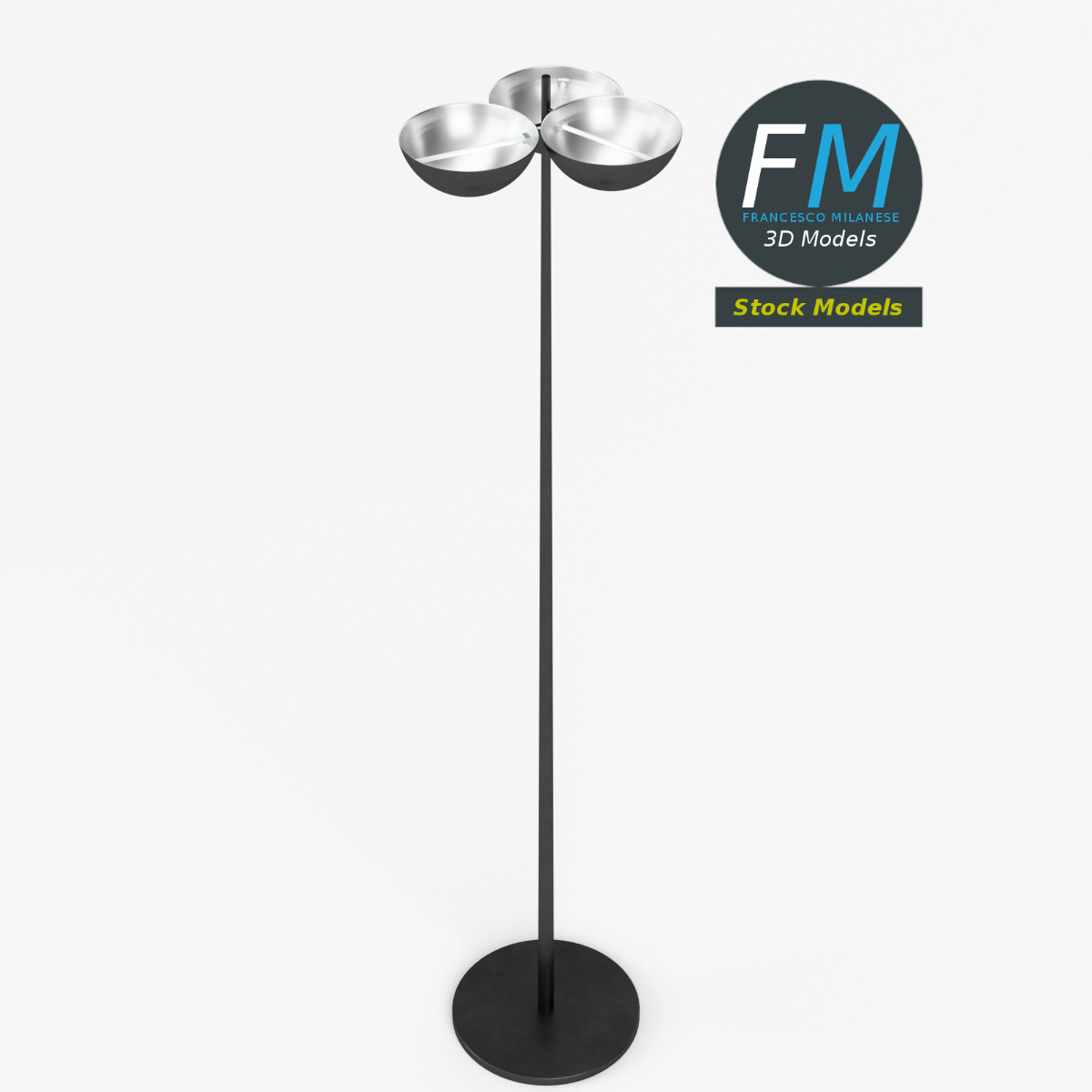 3D-Modell - Stehlampe mit Doppeltem Schirm - 02
