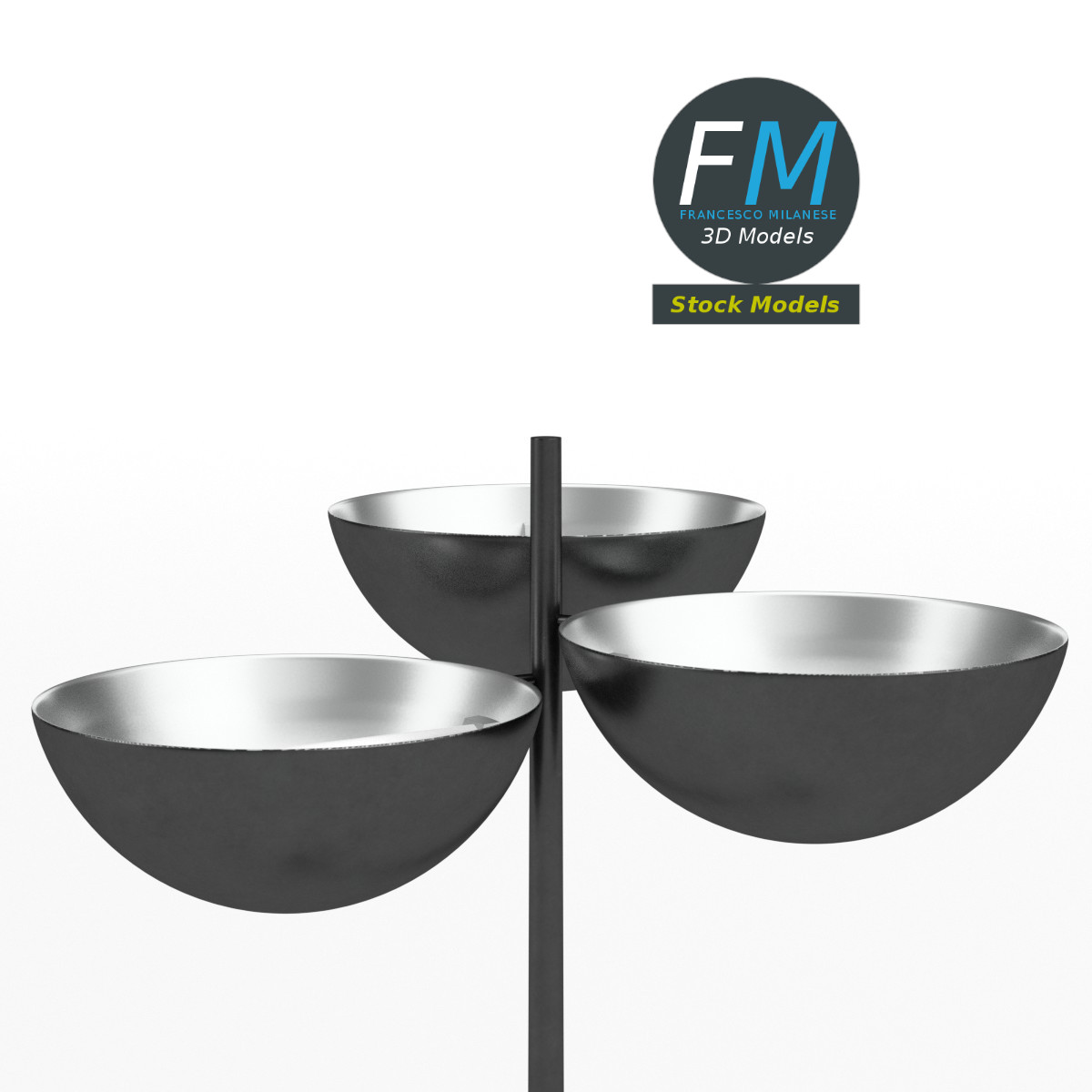 3D-Modell - Stehlampe mit Doppeltem Schirm - 04