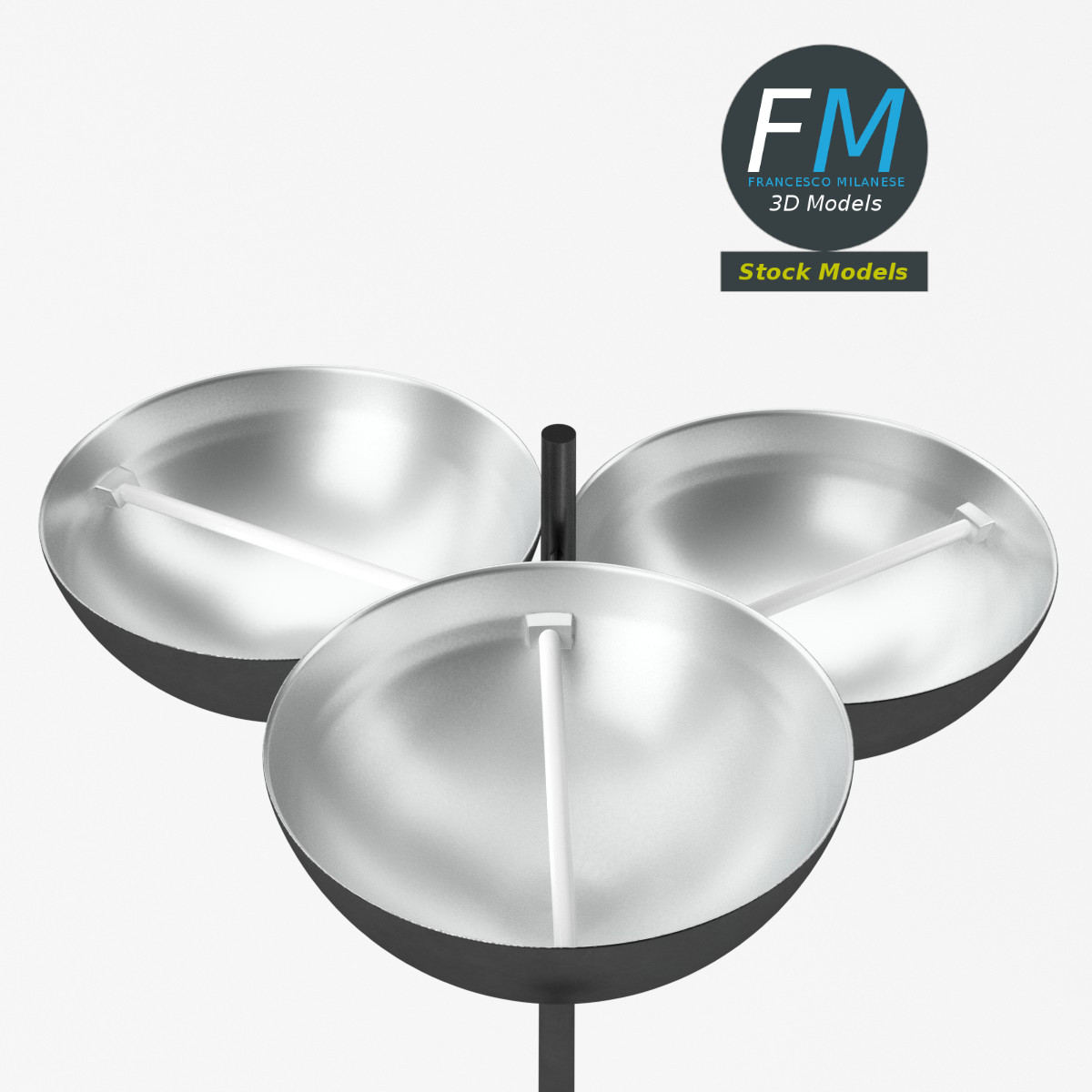 3D-Modell - Stehlampe mit Doppeltem Schirm - 05