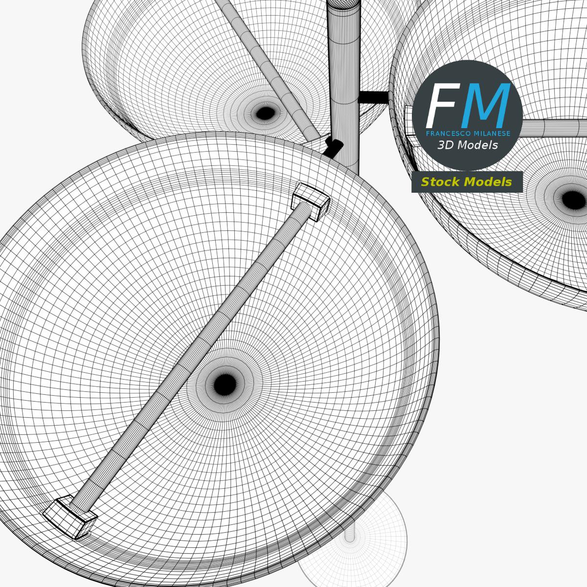 3D-Modell - Stehlampe mit Doppeltem Schirm - 08