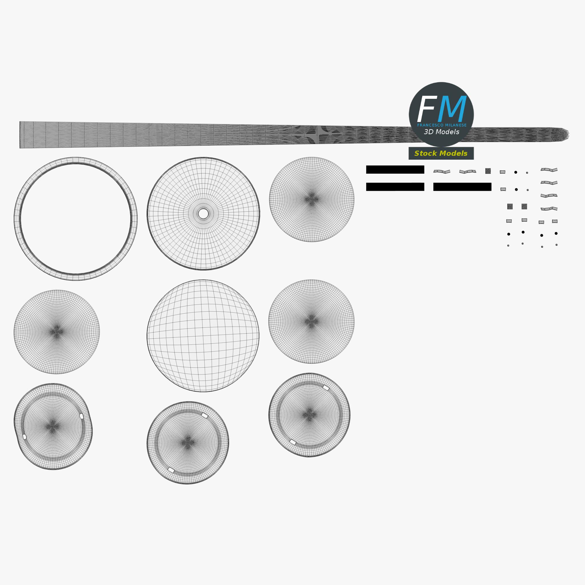 3D-Modell - Stehlampe mit Doppeltem Schirm - 11 3D-Modell - Stehlampe mit Doppeltem Schirm - 11