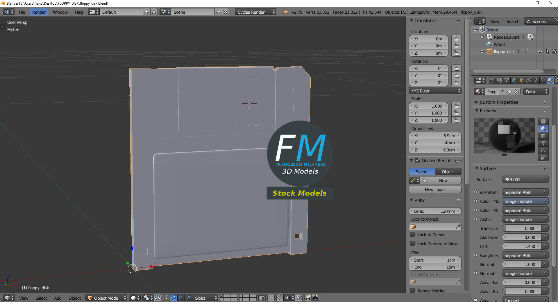3D-Modell - Diskette - 09