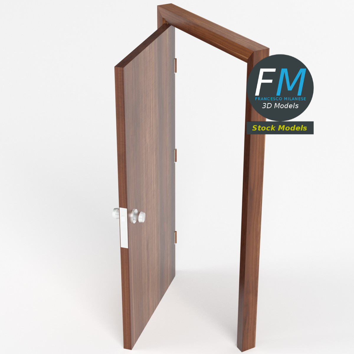 3D-Modell - Glatte Tür mit Rahmen - 02