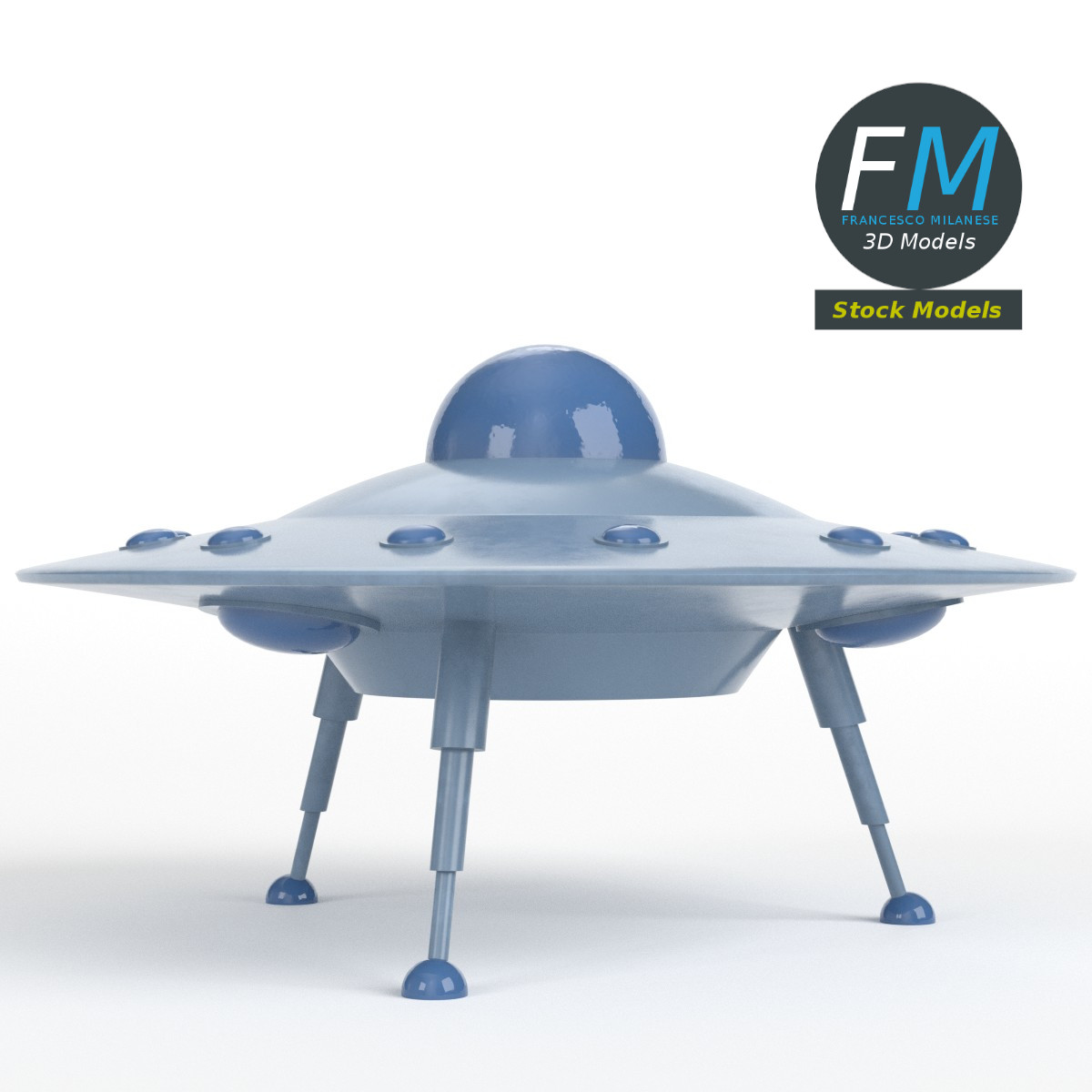 3D-Modell - Fliegende Untertasse mit Landegestell - 01