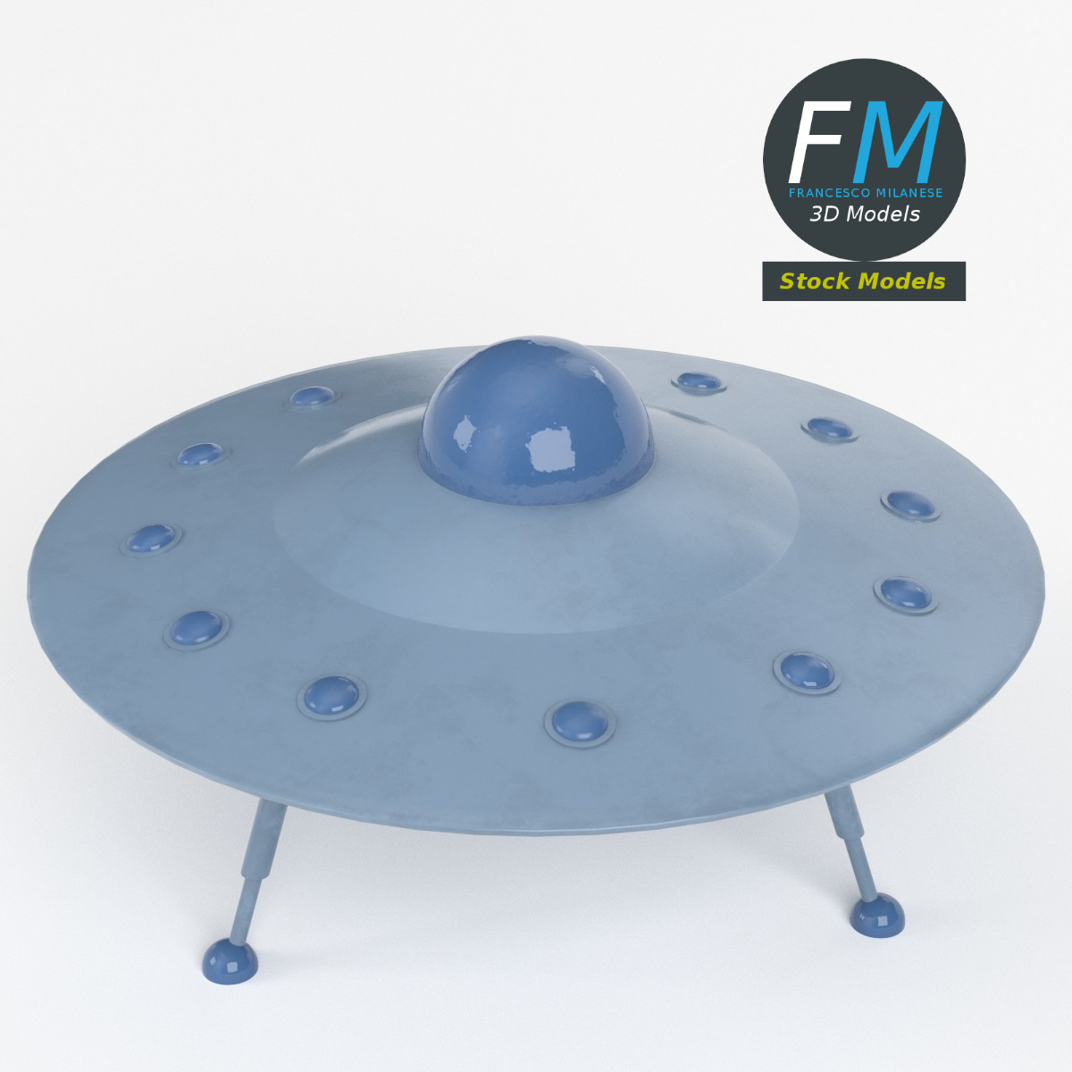 3D-Modell - Fliegende Untertasse mit Landegestell - 02