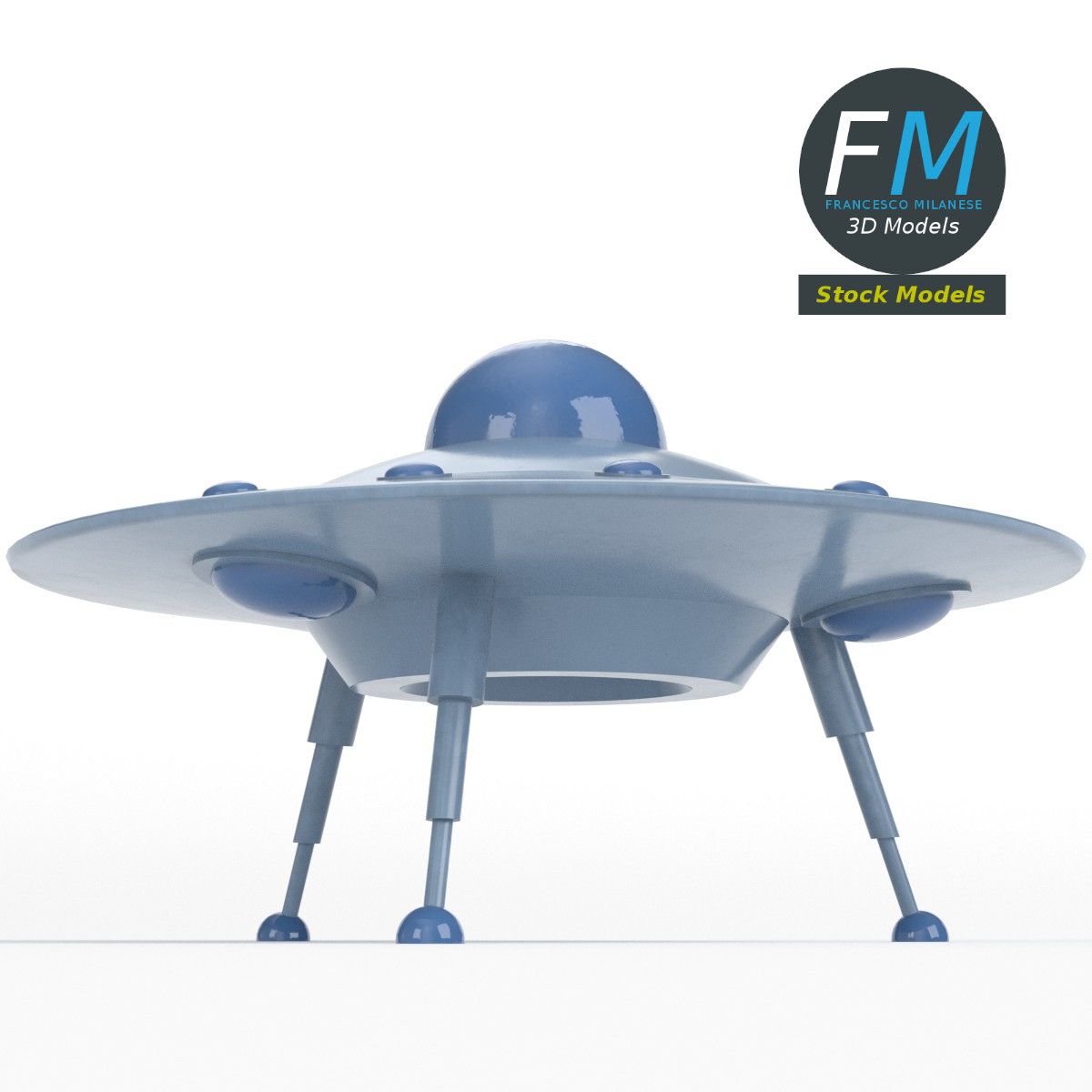 3D-Modell - Fliegende Untertasse mit Landegestell - 03