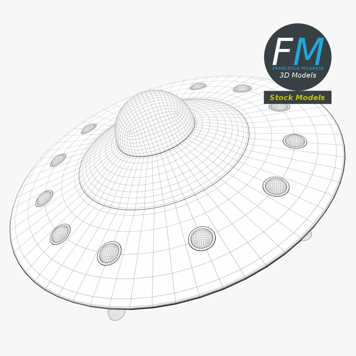 3D-Modell - Fliegende Untertasse mit Landegestell - 07