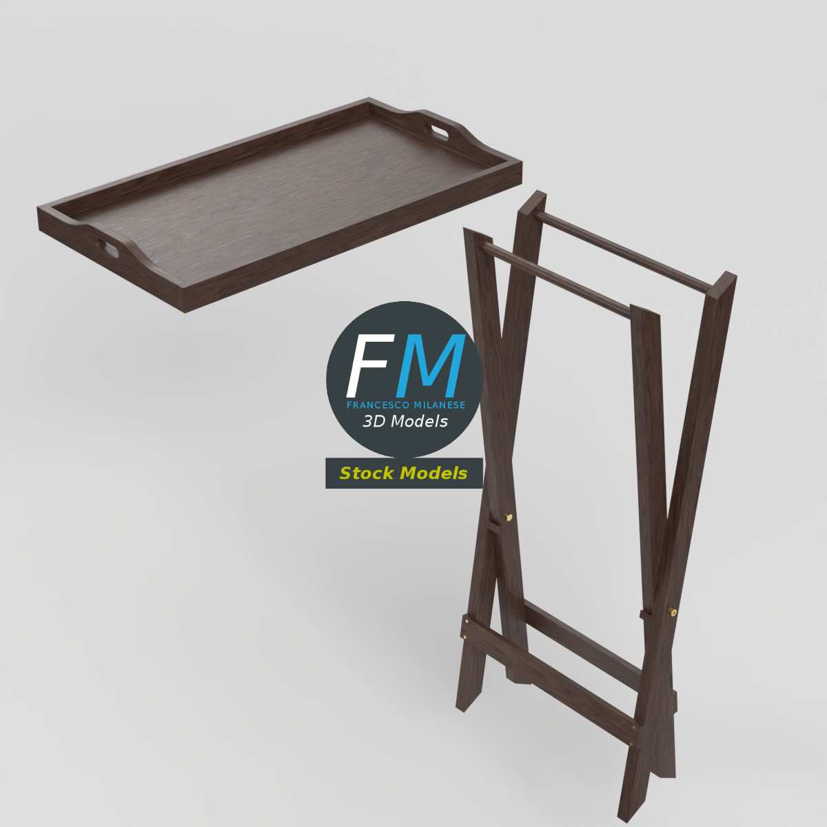 3D-Modell - Klappbarer Frühstückstabletttisch - 02