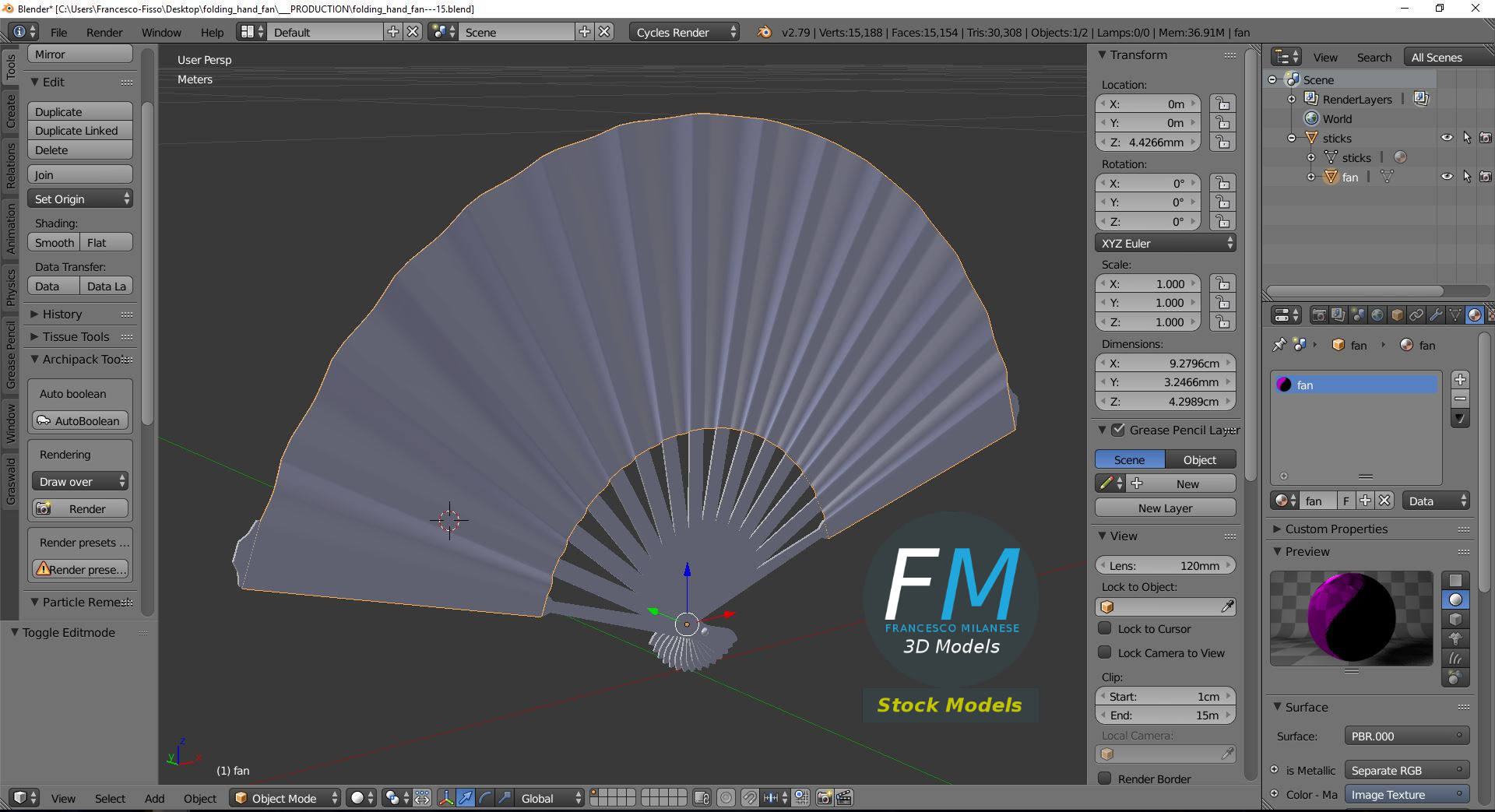 3D-Modell - Faltfächer - 09